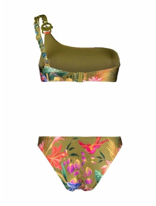 ZIMMERMANN floral-print one-shoulder bikini