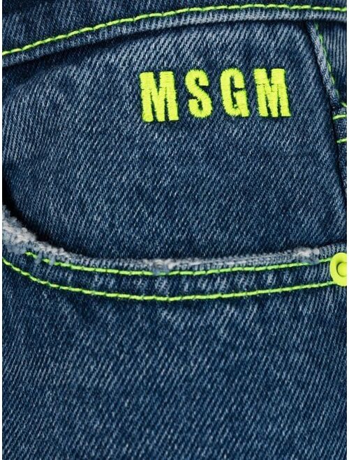 MSGM contrast-stitch slim-cut jeans