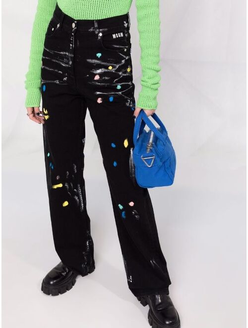 MSGM paint-splatter wide-leg jeans