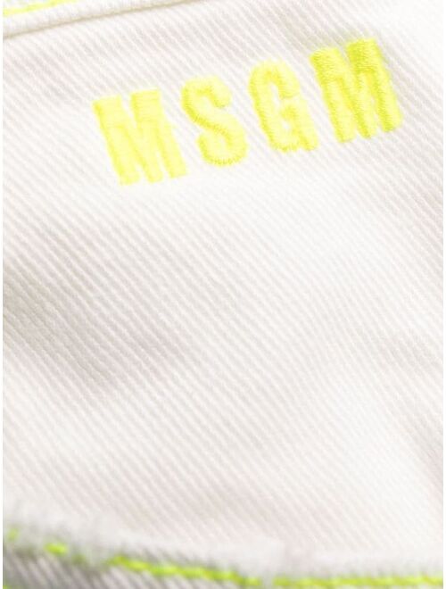 MSGM logo-embroidered wide-leg denim jeans