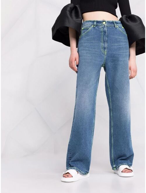 MSGM faded-effect wide-leg jeans