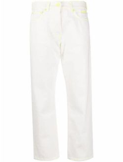 contrast-stitch cropped jeans