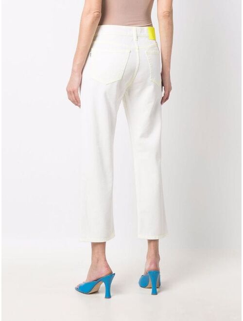 MSGM contrast-stitch cropped jeans