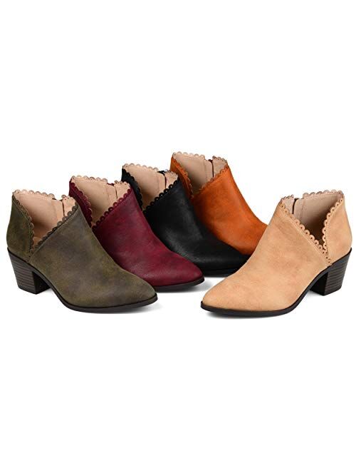 Brinley Co. Womens Scalloped Side Cut-out Bootie