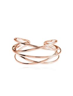 Futimely Cuff Bracelet for Women,Multi-layer Cross Wire Bangle Bracelet Open Adjustable Wide Cuff Bracelet for Teen Girls Fashion Jewelry