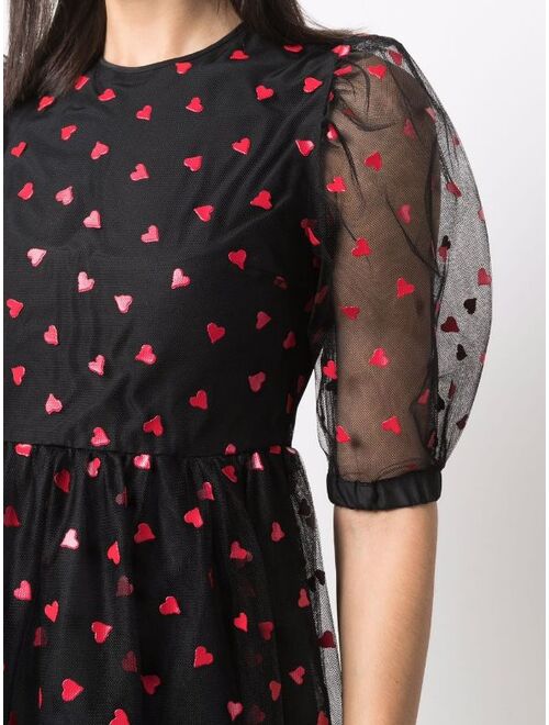 MSGM heart-print tulle mini dress