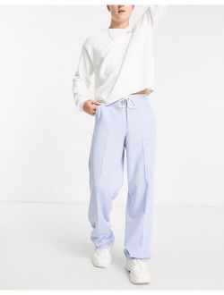 wide leg smart pants with drawcord in blue