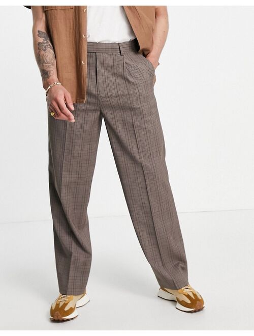 ASOS DESIGN wide leg smart pant in prince of wales check