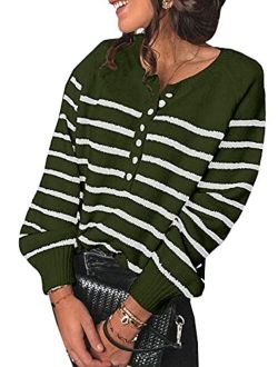 Womens Turtleneck Button Long Sleeve Pullovers Sweaters Loose Knit Jumpers Tops