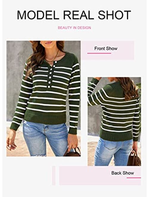 Dokotoo Womens Turtleneck Button Long Sleeve Pullovers Sweaters Loose Knit Jumpers Tops