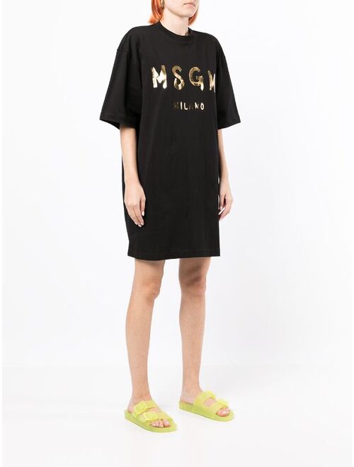 MSGM metallic-logo T-shirt dress