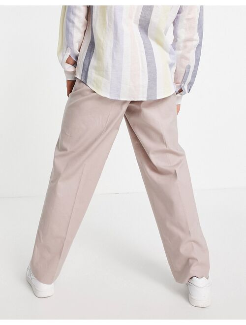 ASOS DESIGN wide leg smart pants in dusty pink linen