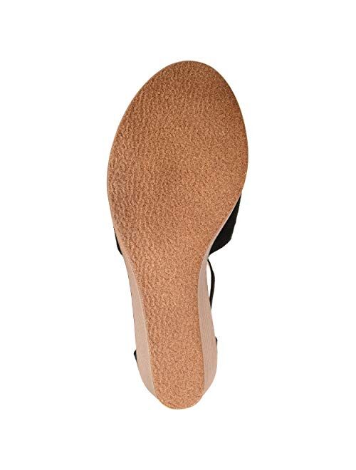 Brinley Co. Womens Kealy Comfort-sole Ankle-strap Center-cut Wedges