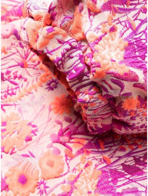 MSGM floral-jacquard puff-sleeve dress