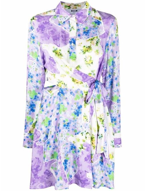 MSGM floral-print cut-out shirt dress