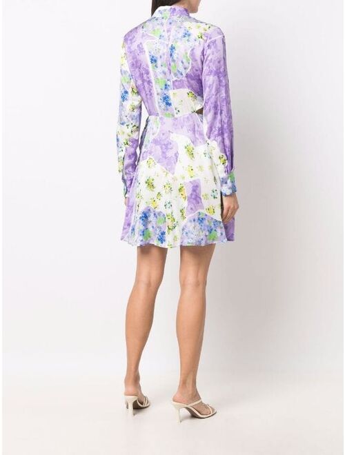 MSGM floral-print cut-out shirt dress
