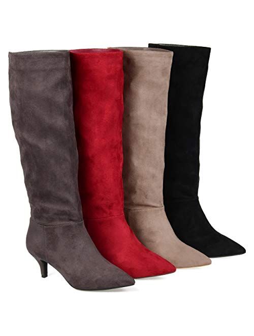 Brinley Co. Womens Comfort Foam, Extra Wide Calf and Regular Wide Calf Pointed Toe Slouch Boot