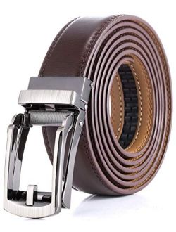 Marino Mens Comfort Click Ratchet Belt with Traditional Look - Genuine Leather with Linxx Adjustable Buckle - 1.38" Width