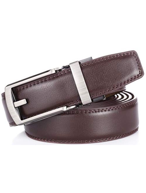 Marino Avenue Marino Men’s Comfort Click Ratchet Belt with Traditional Look - Genuine Leather with Linxx Adjustable Buckle - 1.38" Width