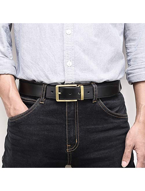 Weifert Men's Dress Belt Black Leather Belts for Jeans