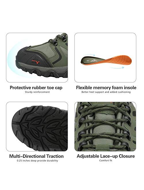 NORTIV 8 Men's Low Top Waterproof Hiking Shoes Outdoor Lightweight Trekking Trails