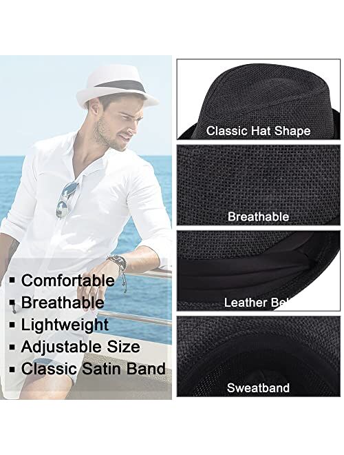 Simplicity Men/Women Summer Classic Short Brim Beach Sun Hat Straw Fedora Hat