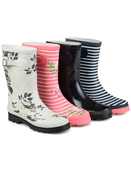 Brinley Co. Womens Classic Rubber Rain Boot