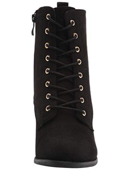 Brinley Co. Womens Lace-up Stacked Heel Faux Suede Combat Bootie