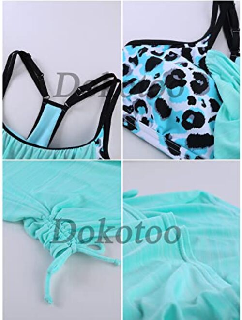 Dokotoo Swimsuit for Women Floral Printed Drawstring Swimwear Two Piece Bathing Suits