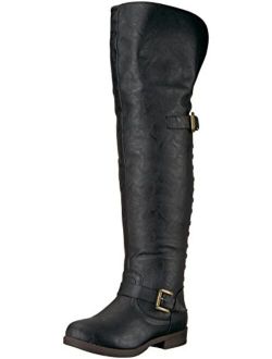 Womens Over-The-Knee Inside Pocket Buckle Studded Boots
