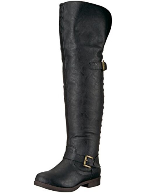 Brinley Co. Womens Over-The-Knee Inside Pocket Buckle Studded Boots