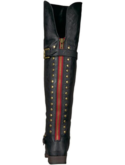Brinley Co. Womens Over-The-Knee Inside Pocket Buckle Studded Boots