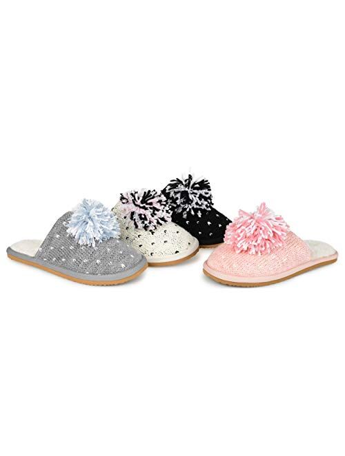 Brinley Co. Womens Faux Fur Lined Round Toe Slipper