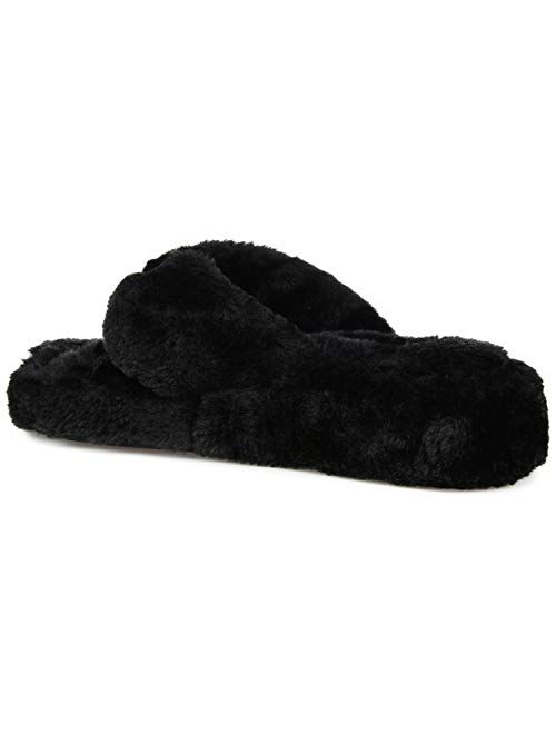 Brinley Co. Womens Soft Faux Fur Flip Flop Slipper