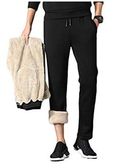 Yeokou Mens Thicken Sherpa Lined Athletic Thermal Jogger Fleece Sweatpants Pants