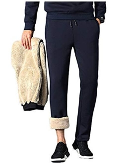 Yeokou Mens Thicken Sherpa Lined Athletic Thermal Jogger Fleece Sweatpants Pants