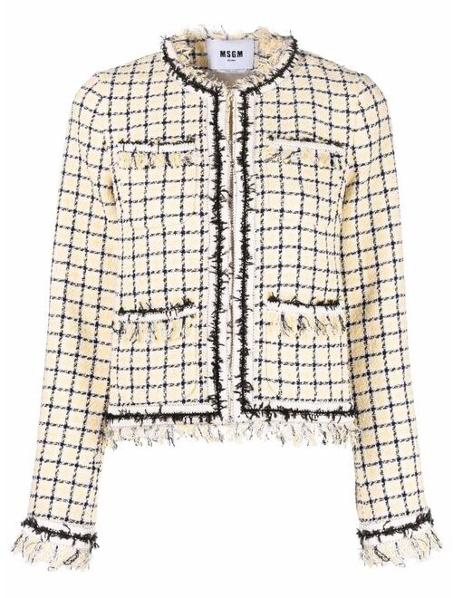 MSGM frayed tweed jacket