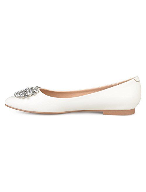 Brinley Co. Womens Faux Leather Pointed Toe Jewel Flats