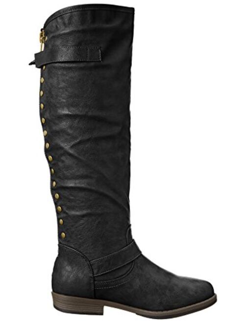 Brinley Co. Extra Wide-Calf Knee-High Studded Riding Boot