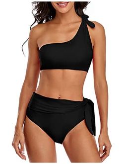 whoinshop Sporty Scoop Neck Crop Top Swimsuit Bikini Set Strap Adjustable Two Piece Bathing Suit