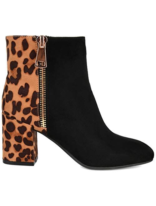 Brinley Co. Womens Two-tone Block Heel Bootie