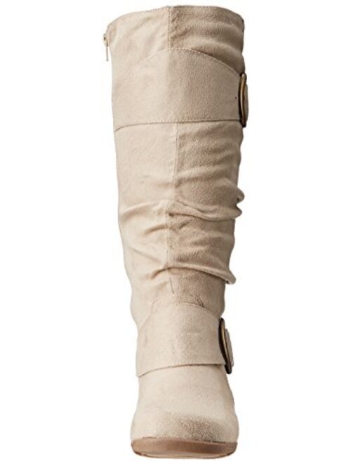 Brinley Co. Womens Buckle Knee-High Slouch Boot in Regular and Wide-Calf Sizes