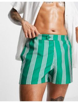 swim shorts in green stripe short length