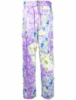 floral-print high-waisted trousers