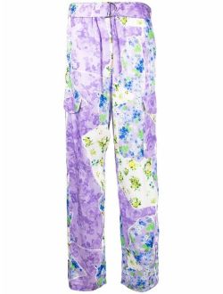 floral-print high-waisted trousers