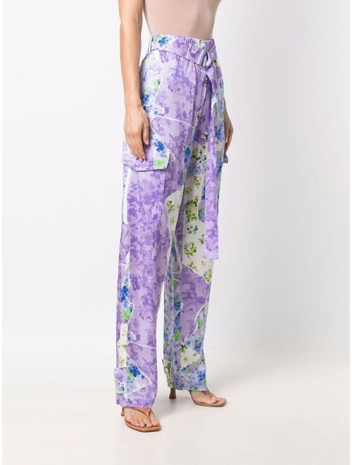 MSGM floral-print high-waisted trousers