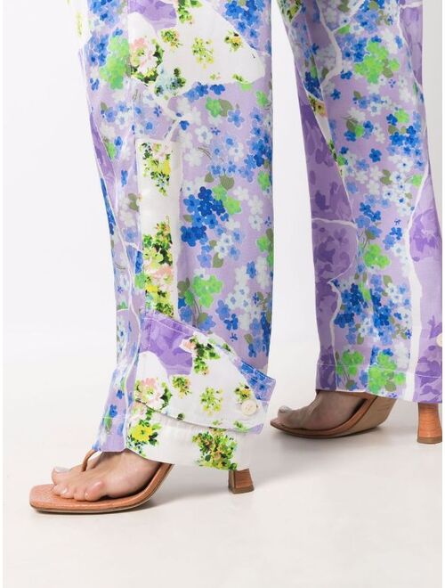 MSGM floral-print high-waisted trousers