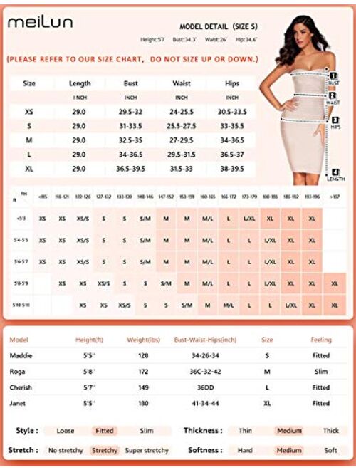 meilun Women's Strapless Bandage Dress Cocktail Bodycon Dress