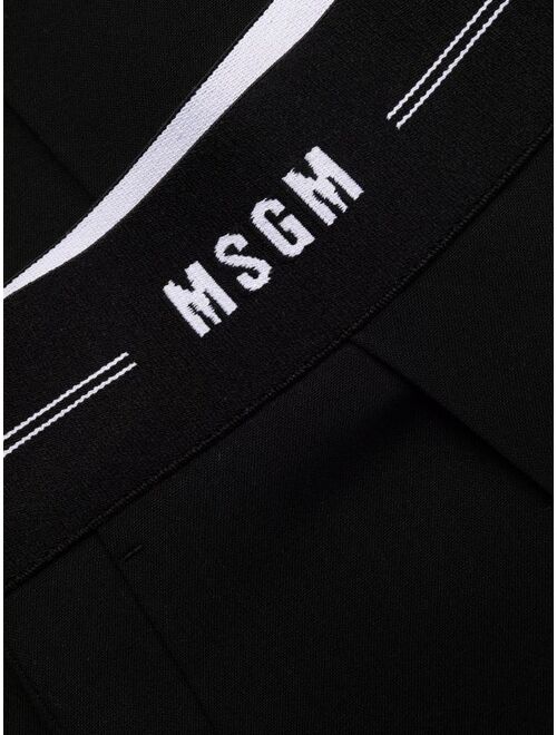 MSGM logo-waistband flared trousers