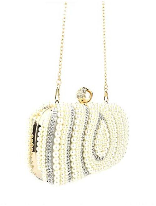 Meilun Women's Pearl Clutch Purses Glliter Banquet Handbag Evening Bags